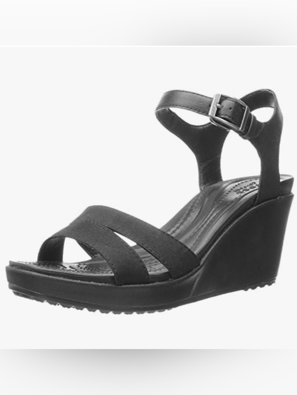 Women's Crocs Leigh II Black Ankle Strap Wedge Sandals Size 10 NWT